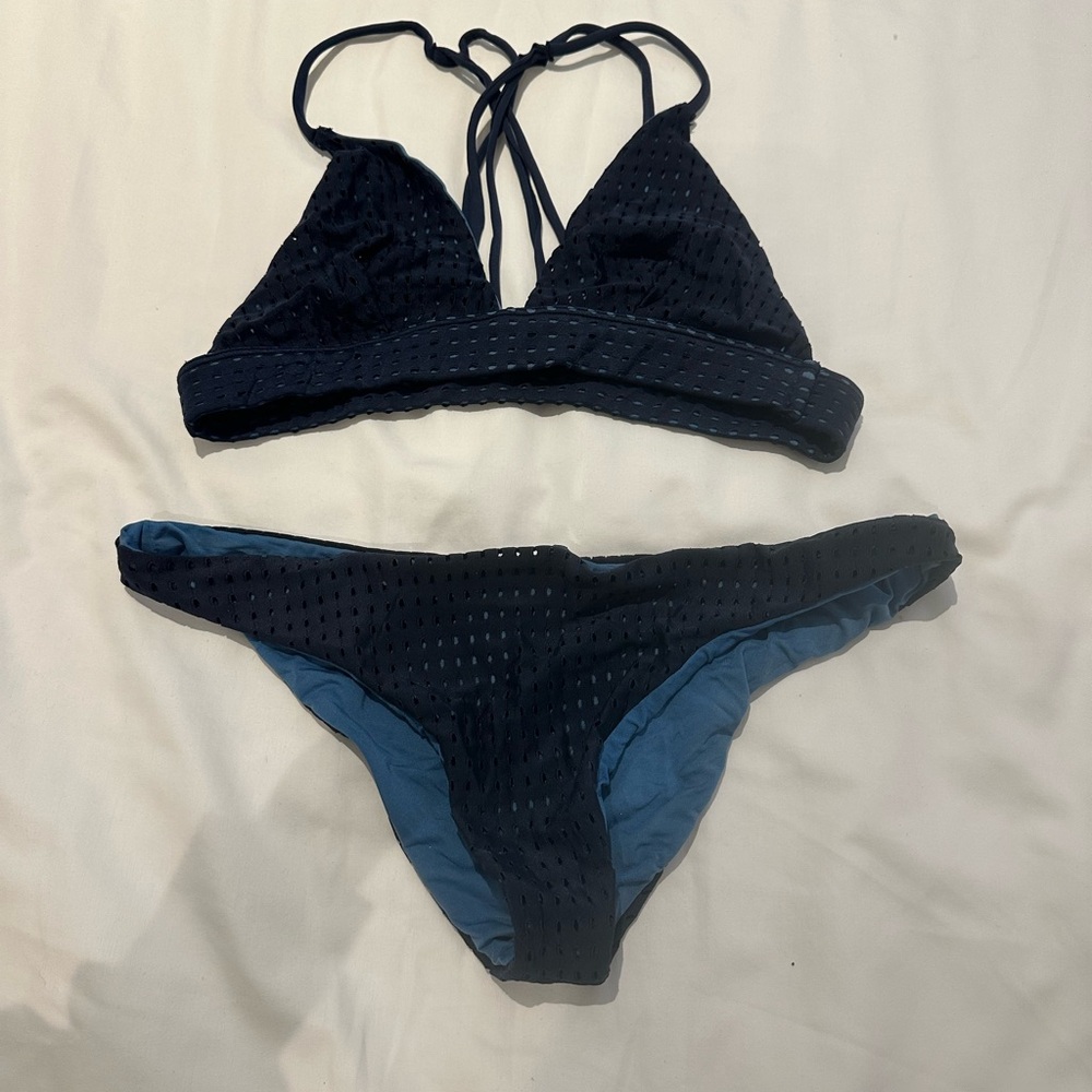 Acacia Swimwear Black and Blue Bikini